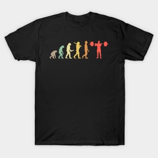 Retro Weightlifting Evolution Gift For Weightlifters T-Shirt